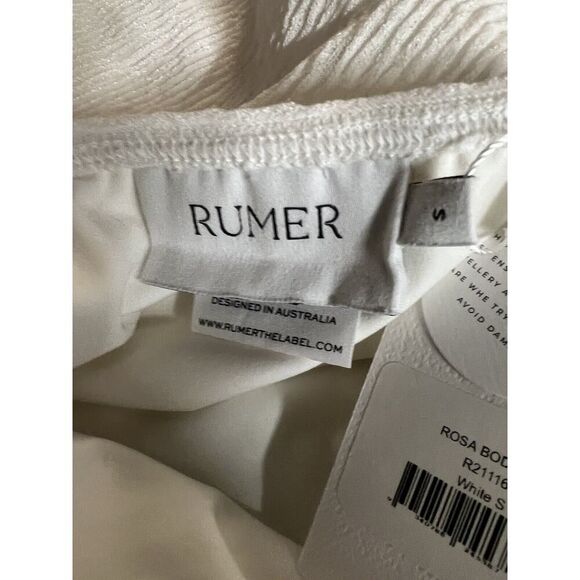 Rumer Rosa Bodysuit Size Small White Ribbed Strapless - Picture 8 of 9